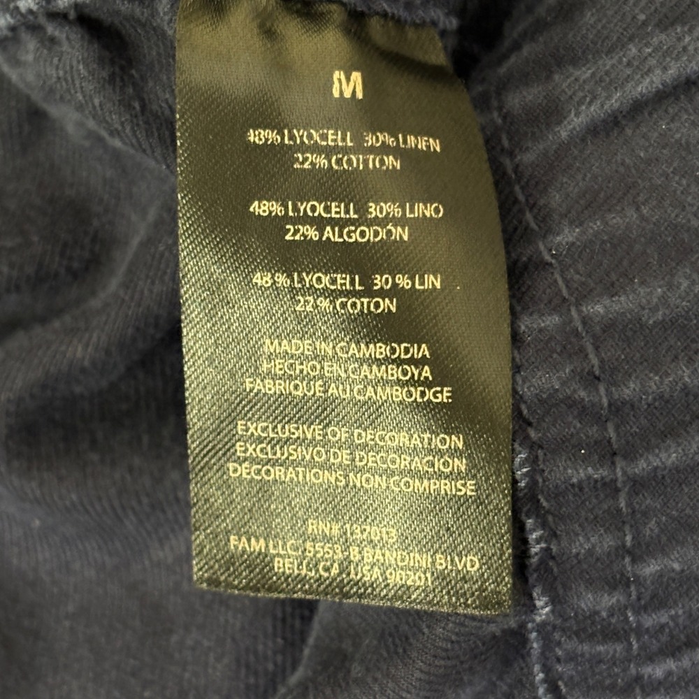Banana Republic Navy Blue Linen Lyocell Blend Pull On Cropped Pants Womens M - Picture 4 of 7